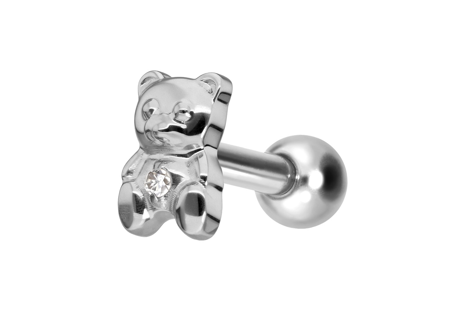 Bear Reed Piercing Titanium ear piercing with internal thread TEDDY BEAR | 6 | SI = Silver ...